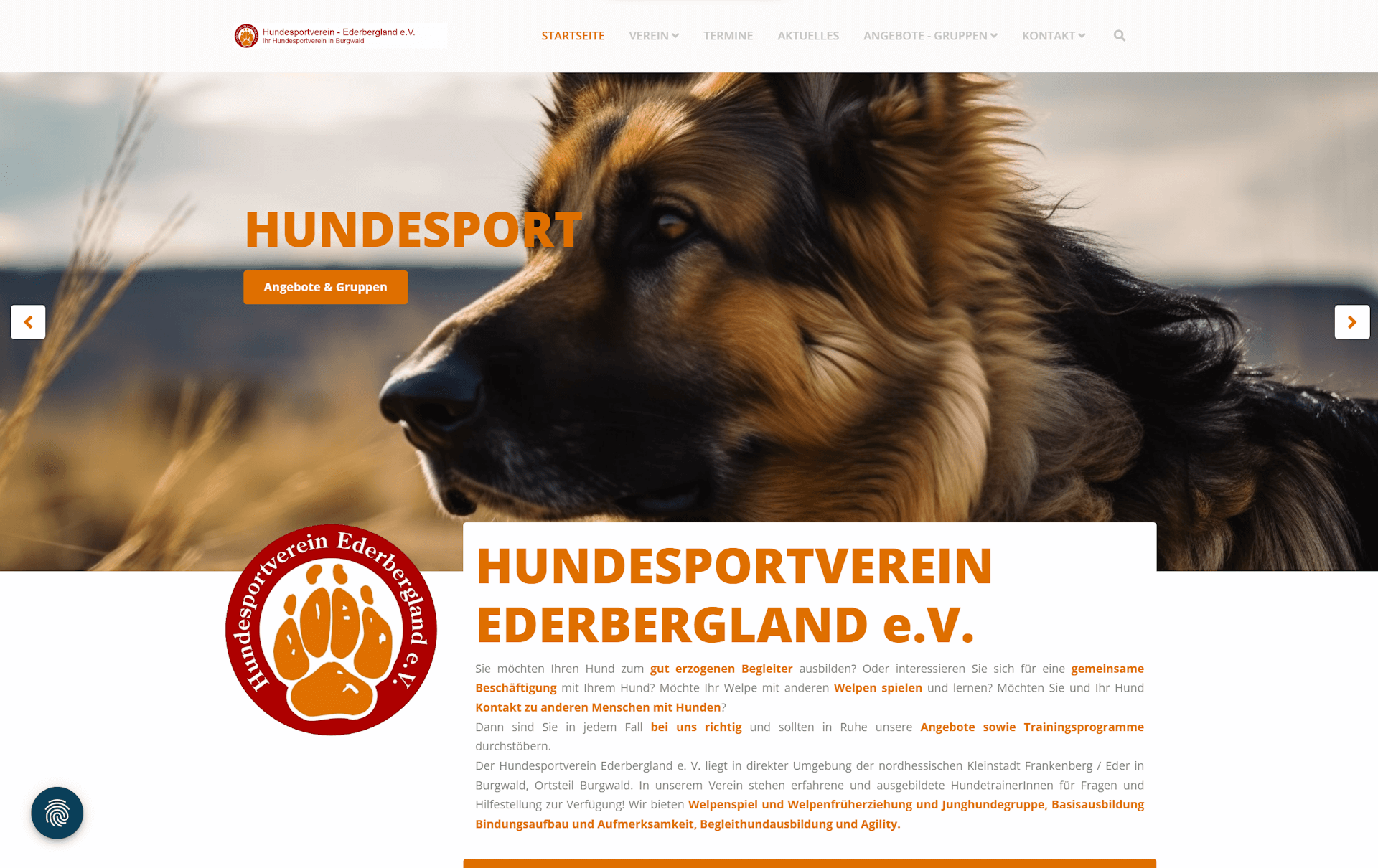 Webseite Hundesportverein Ederbergland